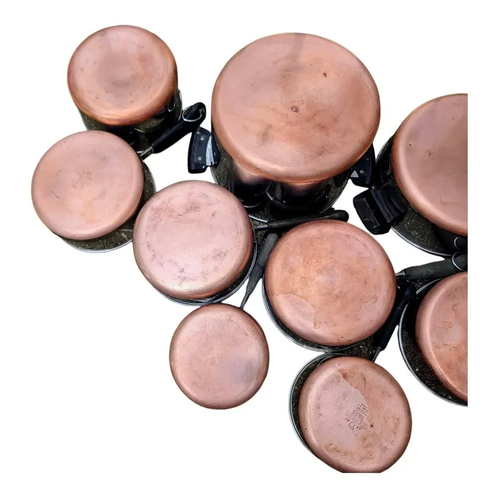 Revere Ware Vintage Copper Bottom Pots And Pans 16 Piece Stainless Cookware Lot